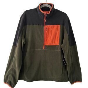 Grays Peak Outdoors Men's Half Zip Fleece Black Evergreen Pullover M Medium New